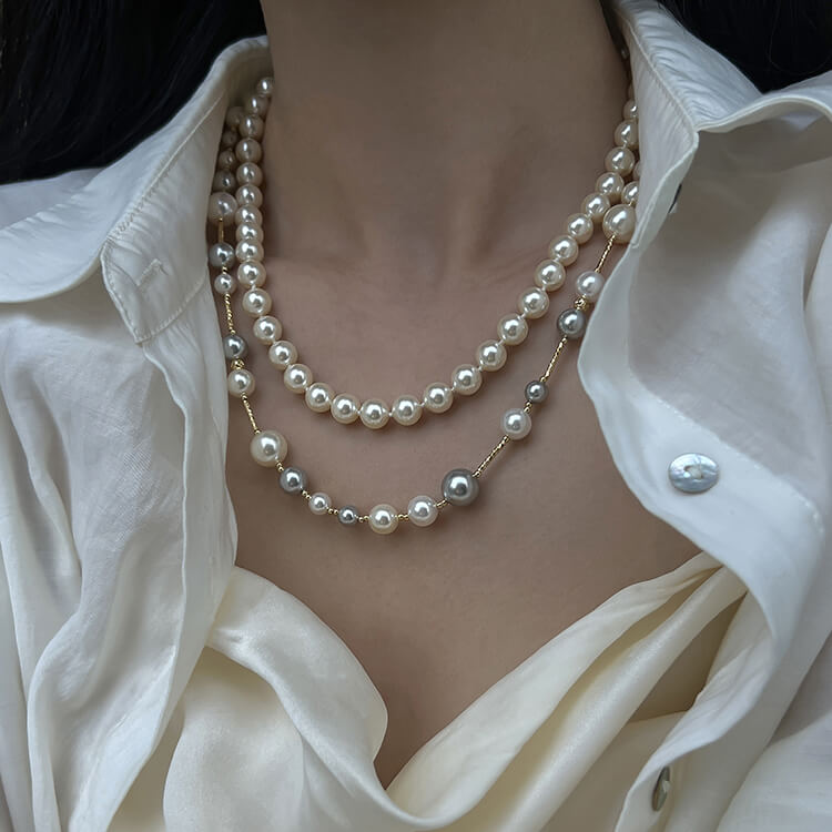 Modern Mixed Color Pearl Necklace