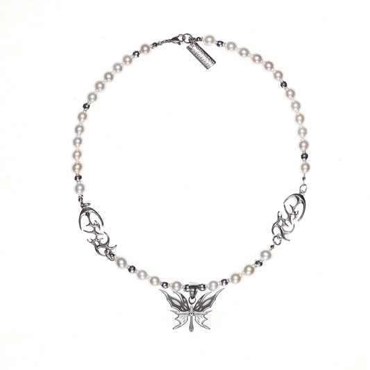 Butterfly Pearl Clavicle Chain Necklace | Buy at Khanie