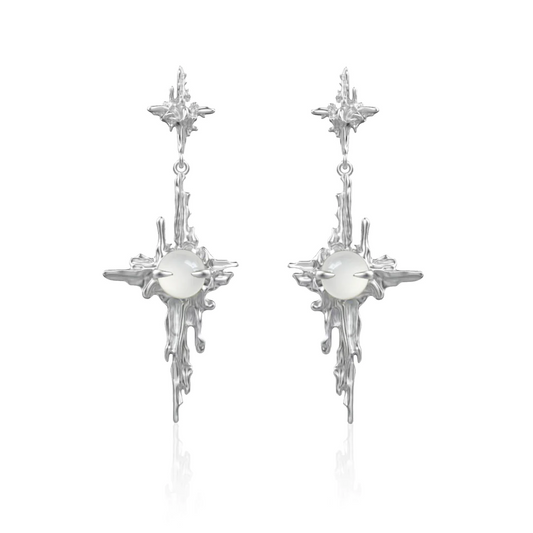 white agate drop earrings in detail khanie jewelry