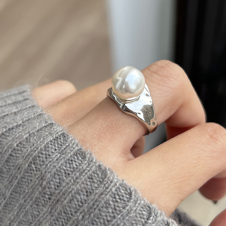 10mm12mm Pearl Silver Ring  KHANIE white