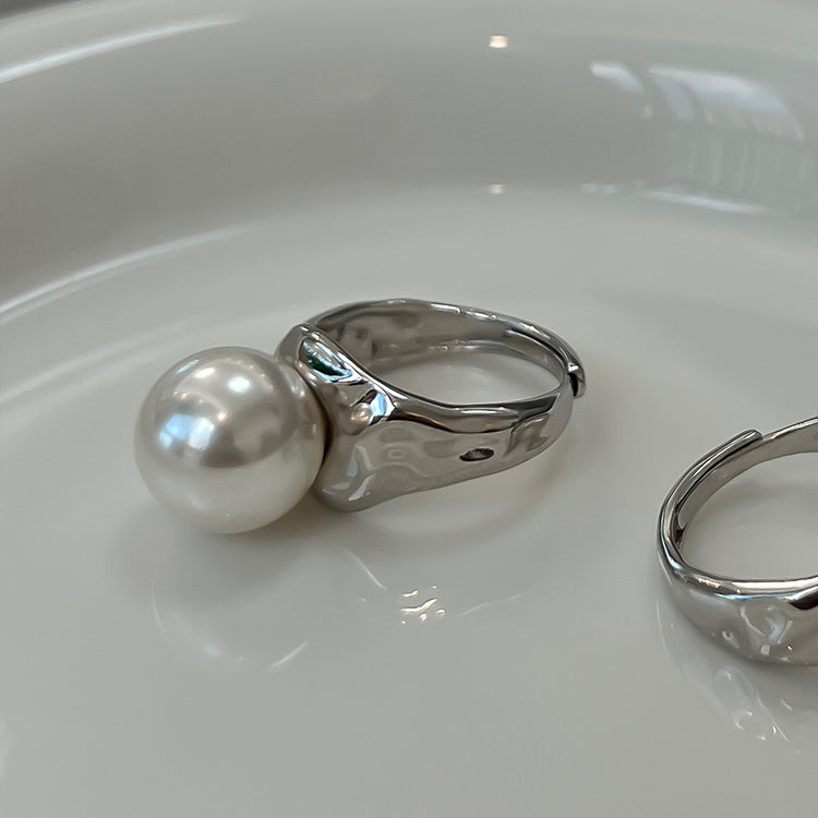 10mm12mm Pearl Silver Ring  KHANIE white