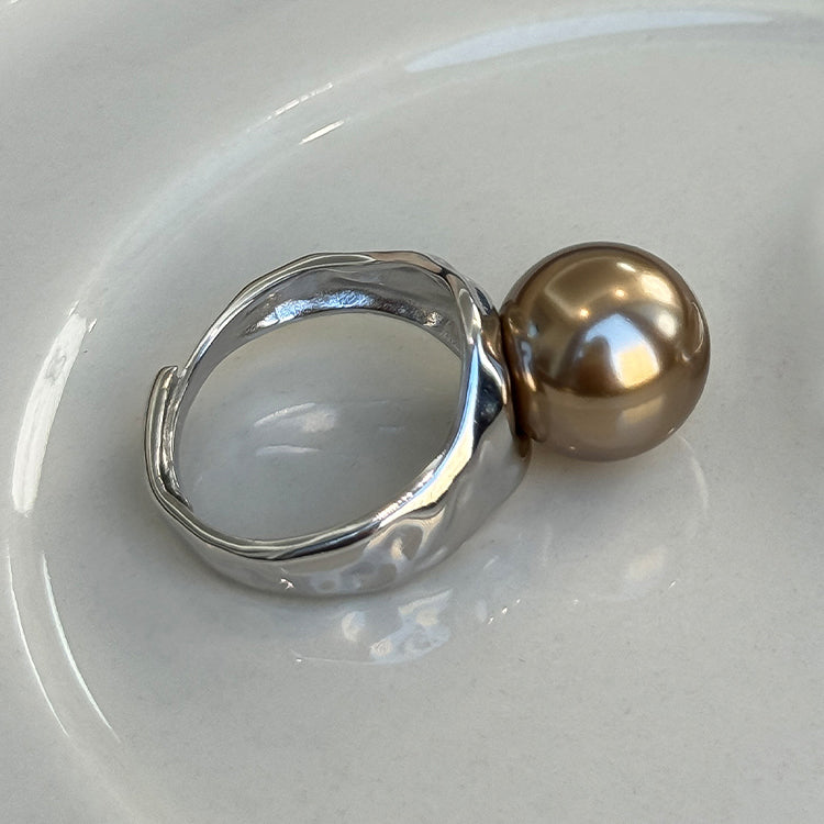 10mm12mm Pearl Silver Ring  KHANIE dark golden