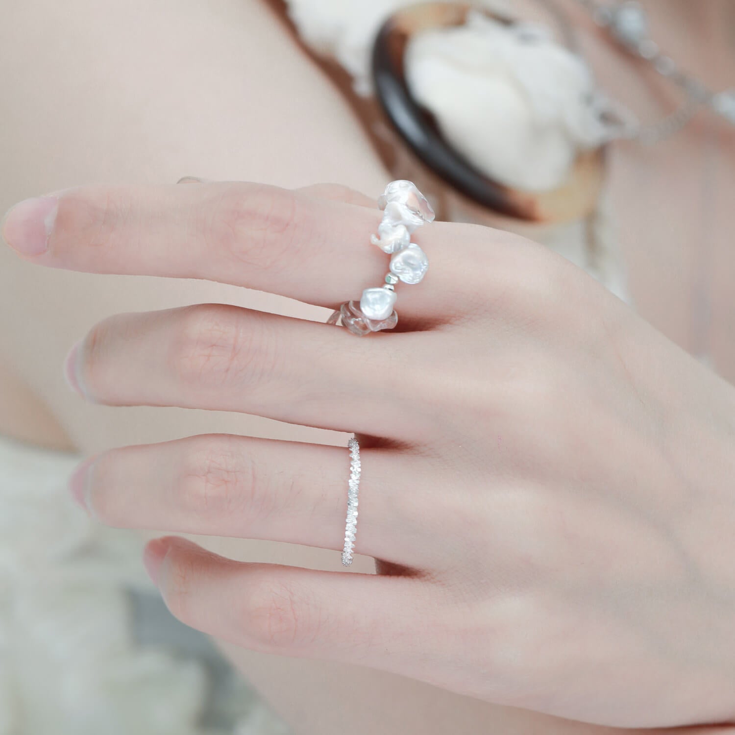 Baroque Pearl Elegance Silver Ring  Buy at KHANIE