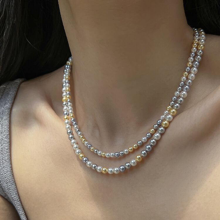 Our Candy Pearls Silver Necklace showcases high-quality Swarovski crystal pearls.
