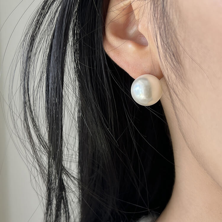 Classic White Pearl Stud Earrings | Buy at KHANIE