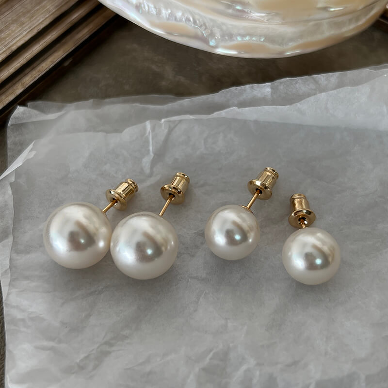 Classic White Pearl Stud Earrings | Buy at KHANIE