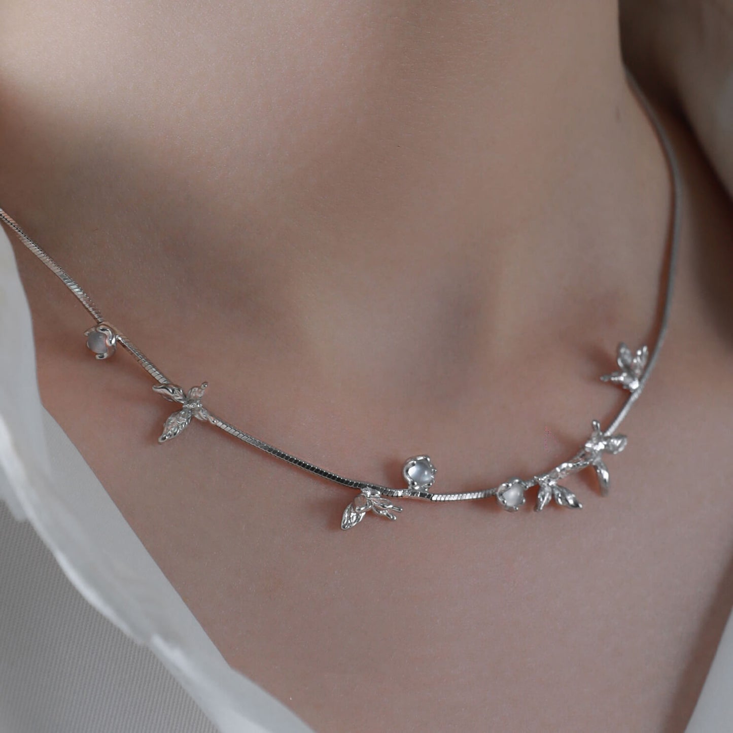 Double-Layer Silver Butterfly Necklace  Layered Necklace  KHANIE