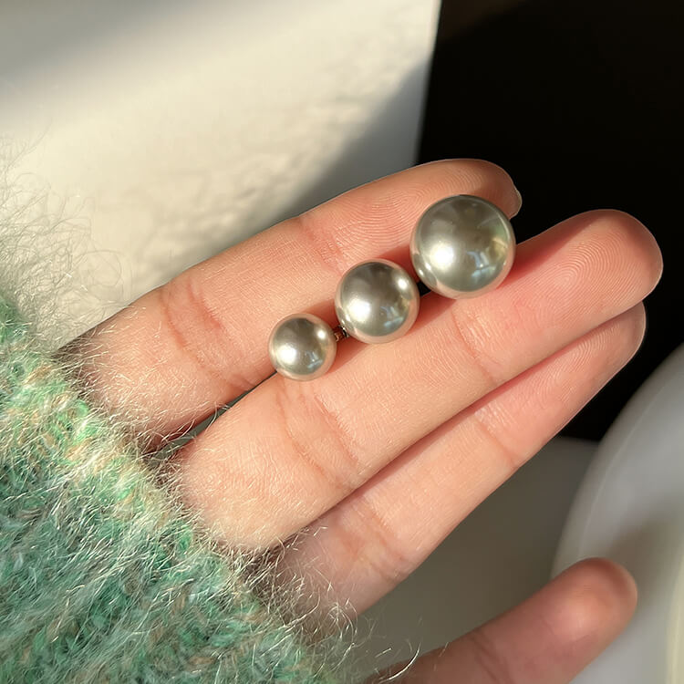Elegant Gray Green Glare Pearl Earrings  Buy at KHANIE