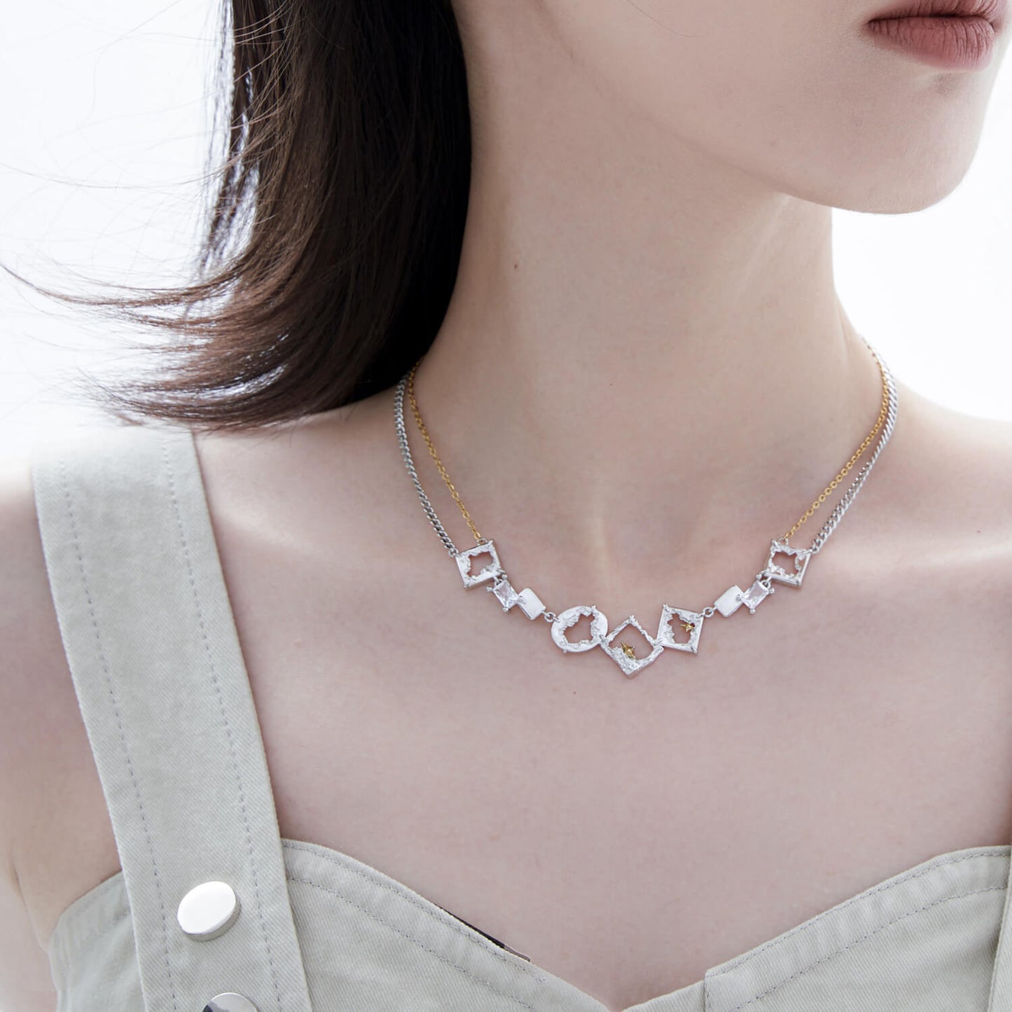 Geometric Double Layered Necklace  Buy at Khanie
