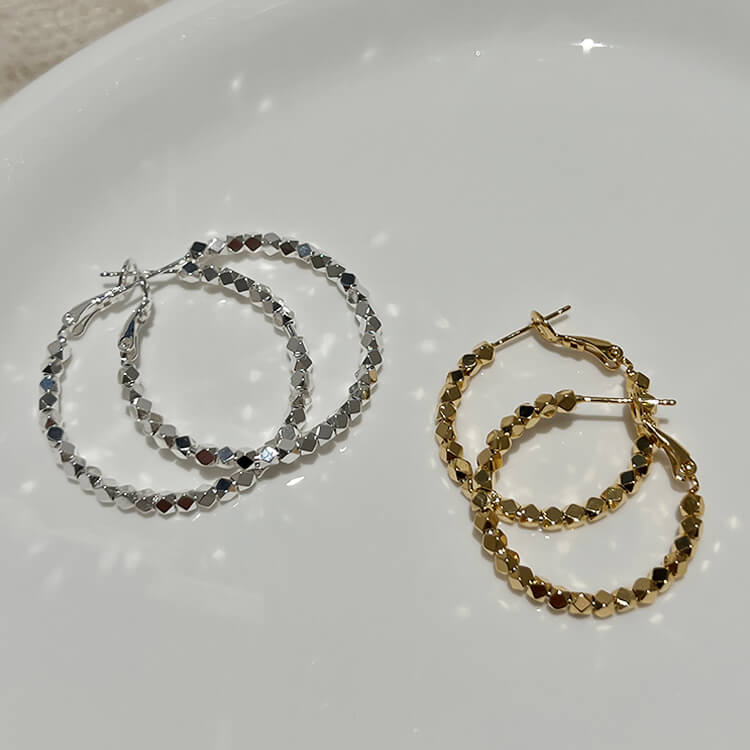 Gold & Silver Bead Hoop Earrings  Khanie