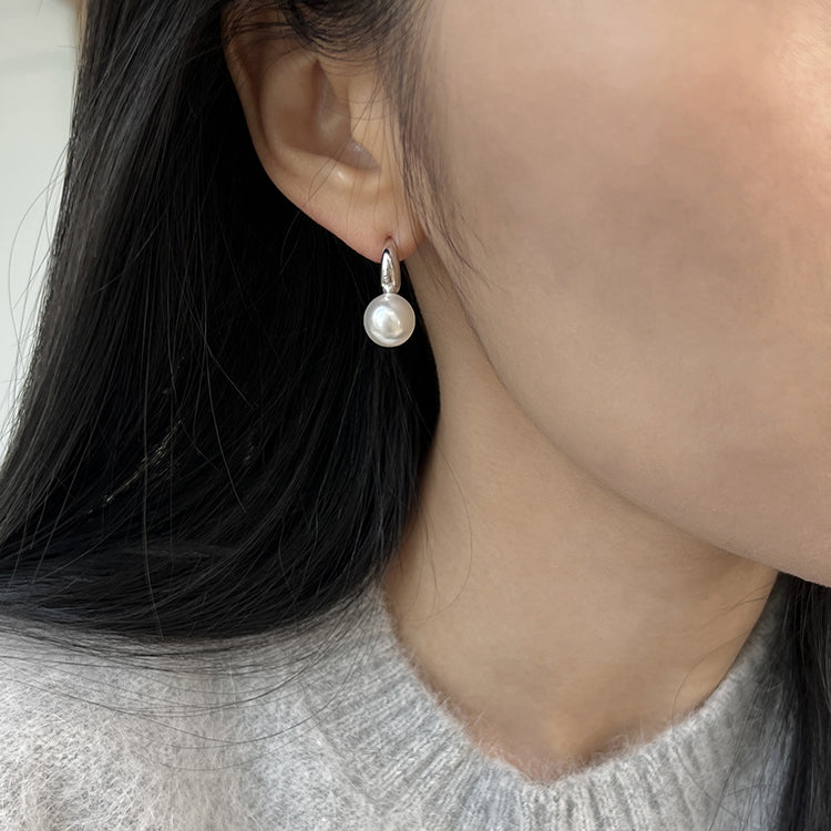 Minimalist Pearl Drop Earrings  KHANIE white