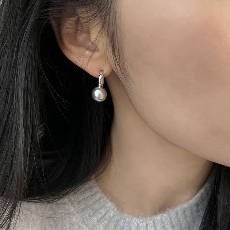 Minimalist Pearl Drop Earrings  KHANIE grey