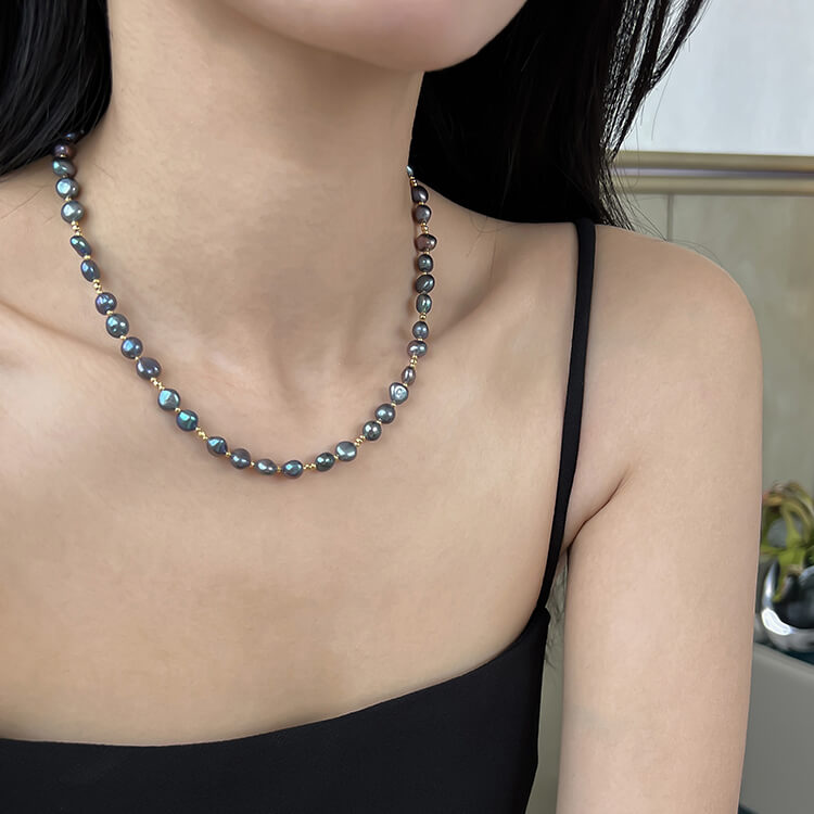 Peacock Blue Baroque Pearl Necklace Baroque Pearl Necklace