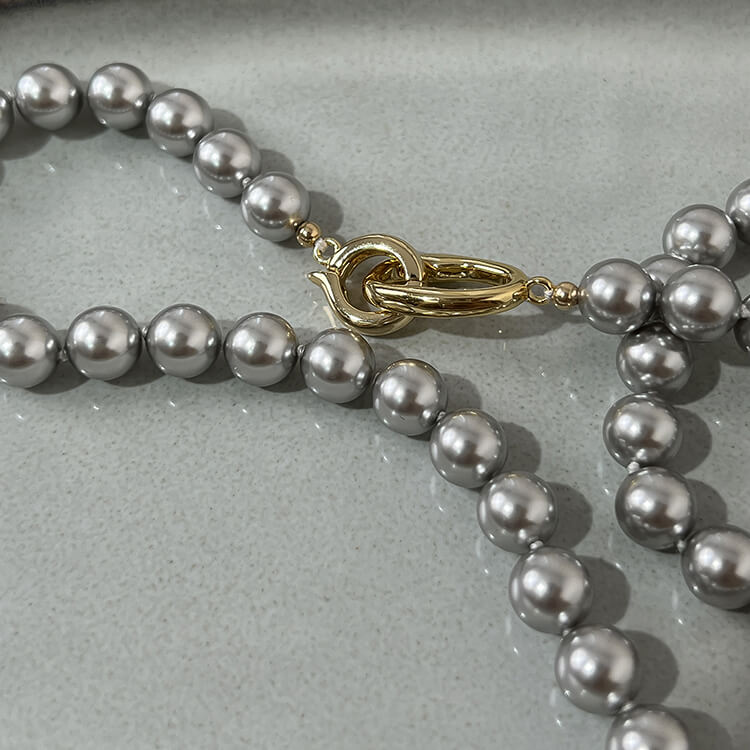 Premium Silver-Gray Round Pearl Necklace  Buy at KHANIE