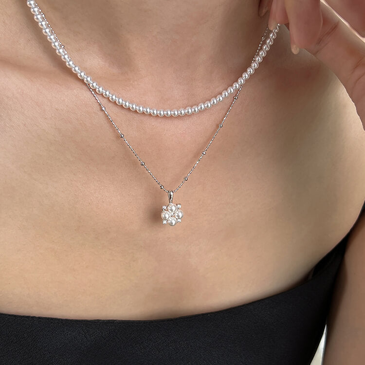 Small Pearl Square Pendant Necklace  Pearl Jewelry  Khanie