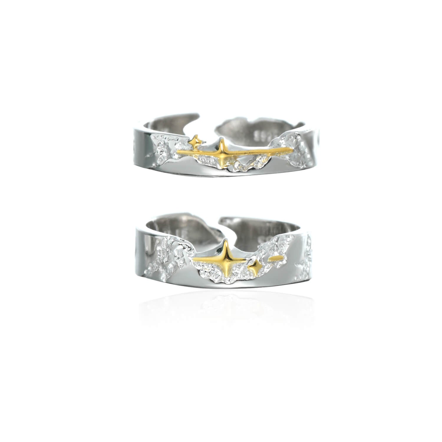 Starry Meteor Silver Couple Rings | Buy at Khanie
