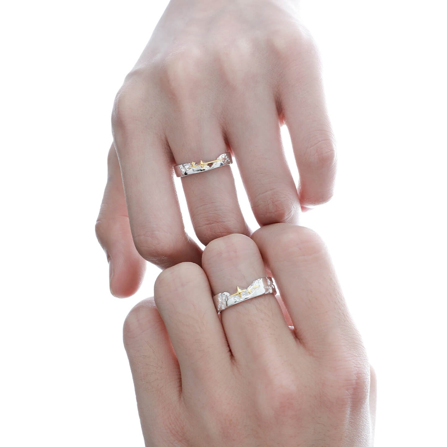 Starry Meteor Silver Couple Rings | Buy at Khanie