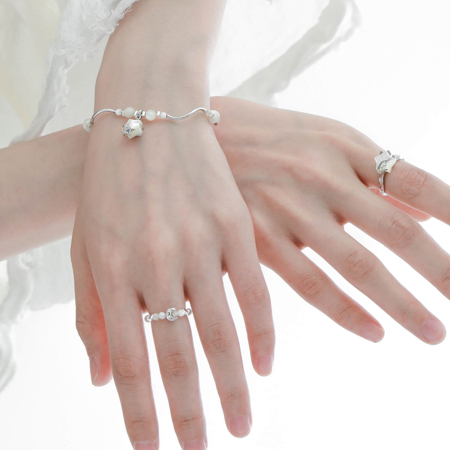 Starry Serenade Silver Beaded Bracelet  Buy at Khanie