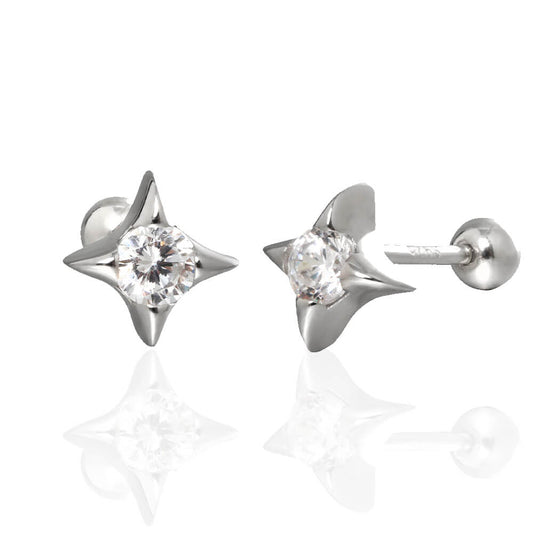 Sterling Silver Cross Star Ear Studs with Zircon  Buy at Khanie