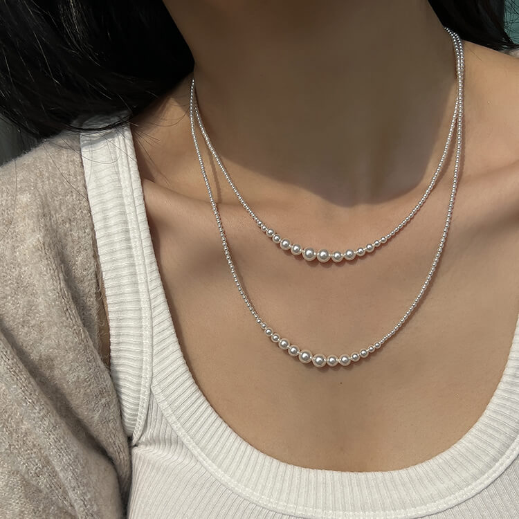 White Pearl 90cm Sweater Chain | Pearl Necklace Women | KHANIE