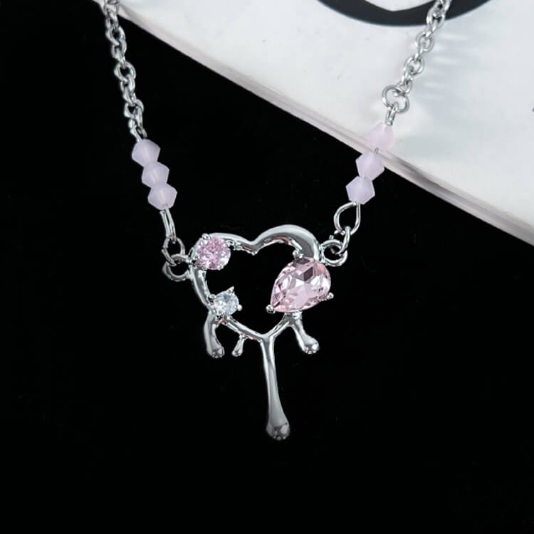 Beaded Necklace Pink Heart Necklace  Buy at Khanie
