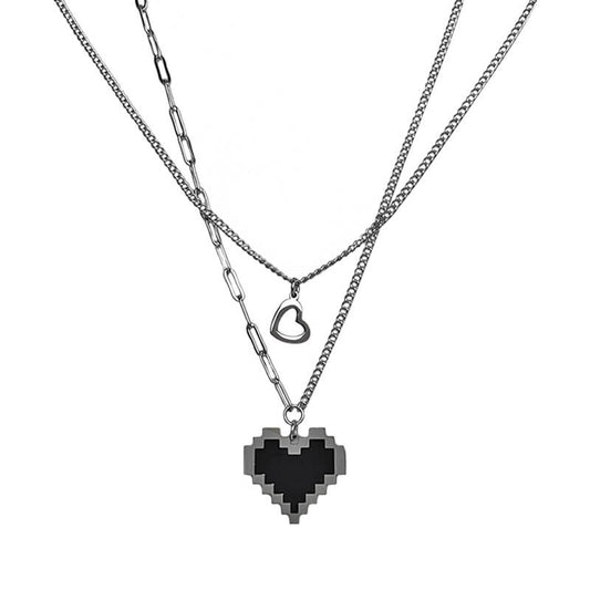 Black Mosaics Heart Layered Necklace  Buy at Khanie