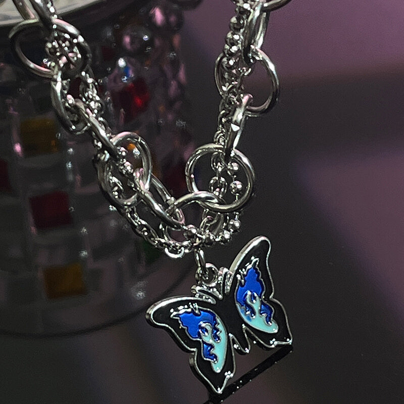 Blue Fire Butterfly Necklace Neutral Fashion  Buy at Khanie