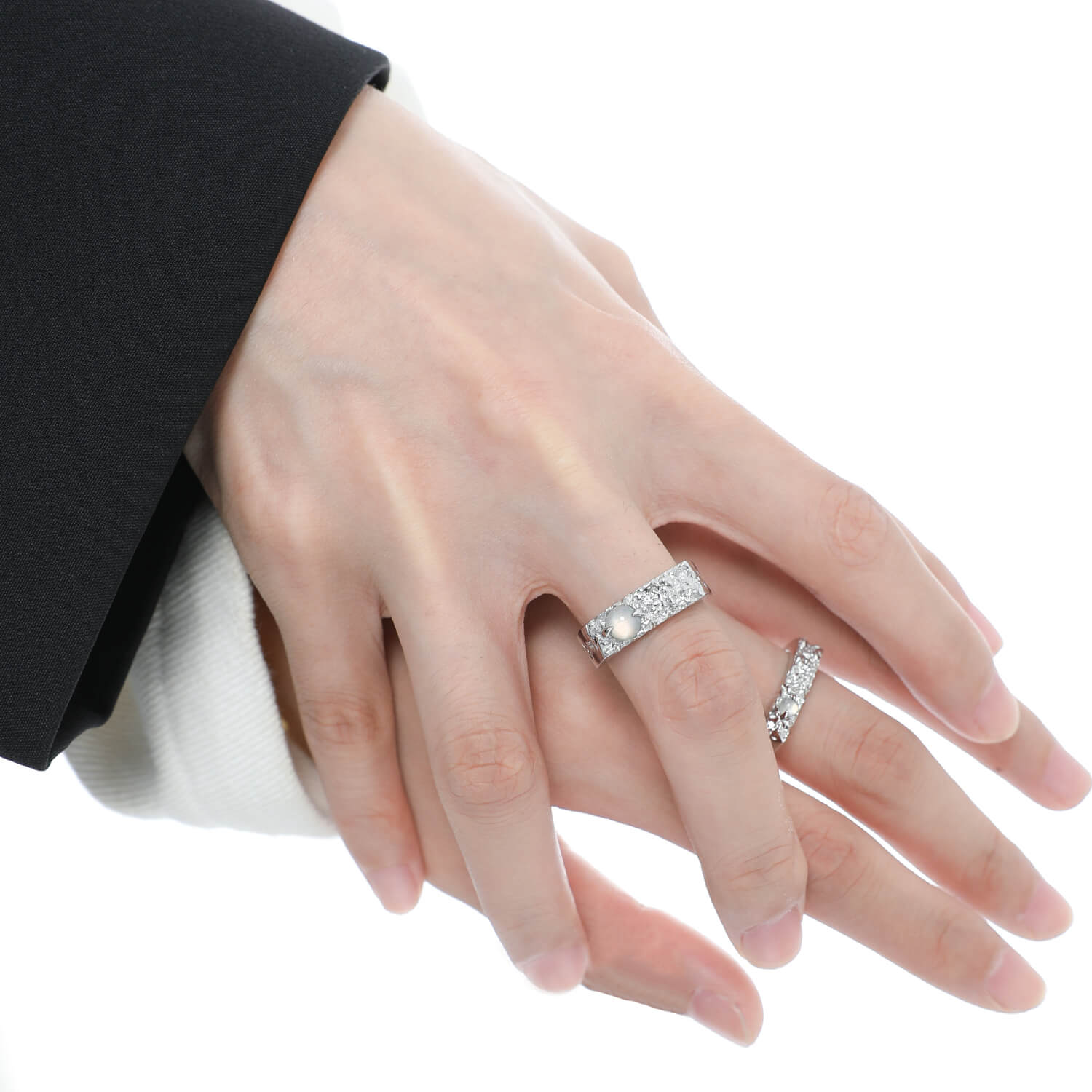 Couple Rings Set Simple White Agate Rings  Buy at Khanie