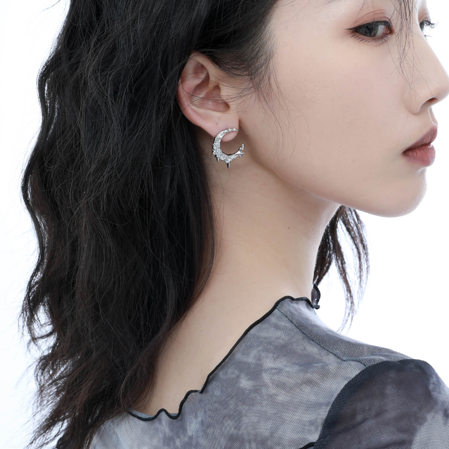 Crescent Moon Earrings Unique Ear Studs  Buy at Khanie