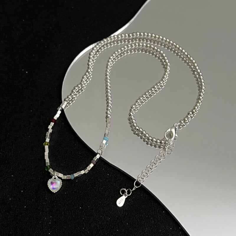 Cute Heart Pendant Beaded Necklace  Buy at Khanie