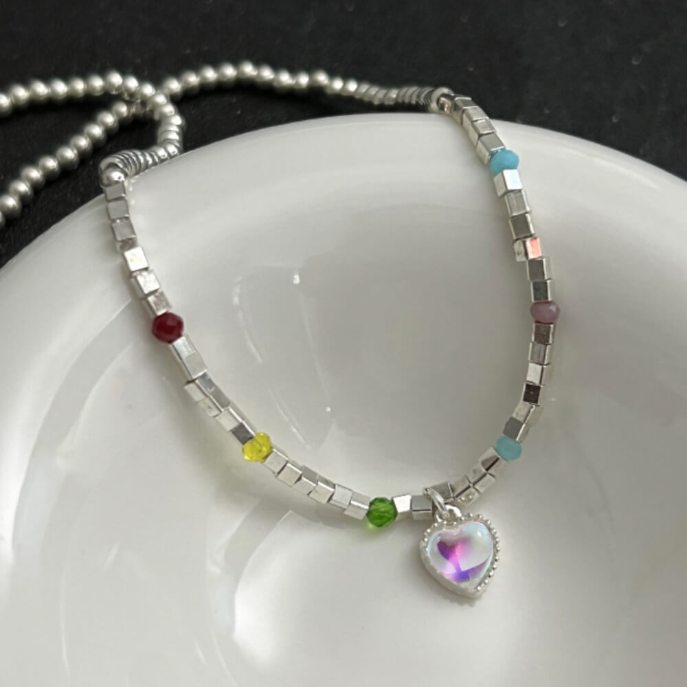 Cute Heart Pendant Beaded Necklace  Buy at Khanie