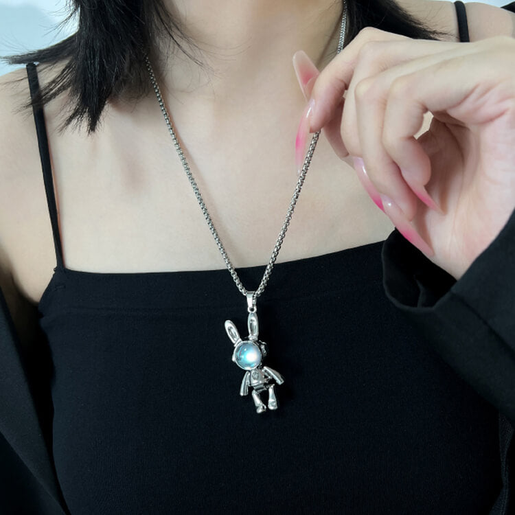 Cute Mechanical Rabbit Necklace Fashion Accessory  Buy at Khanie
