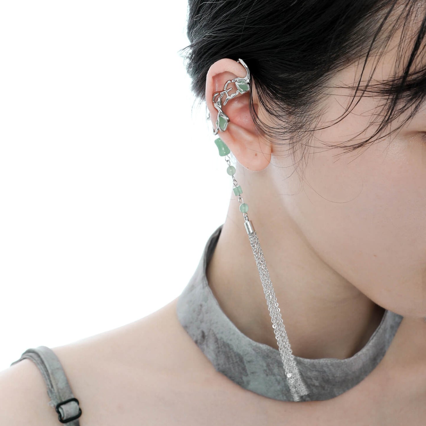 Ear Clips Green Aventurine Earrings | Buy at Khanie