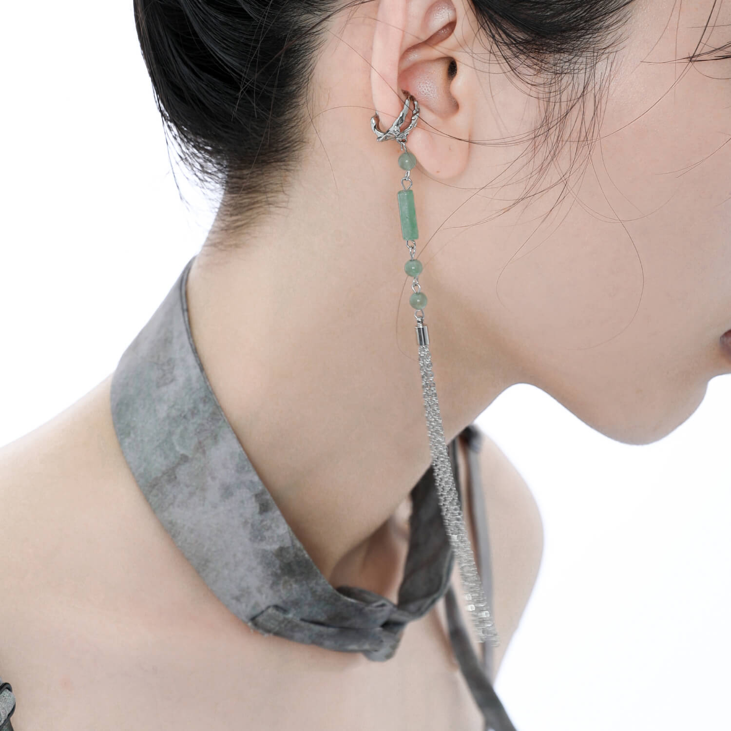 Ear Clips Green Aventurine Earrings | Buy at Khanie