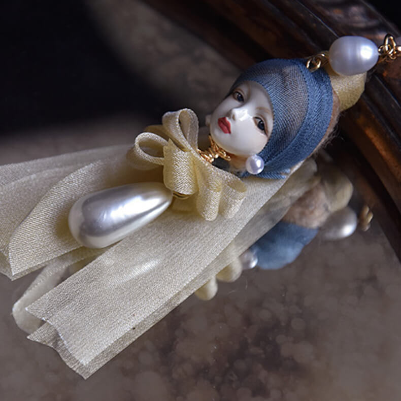 "Girl with a Pearl Earring" Handmade Cute Dolls Earrings