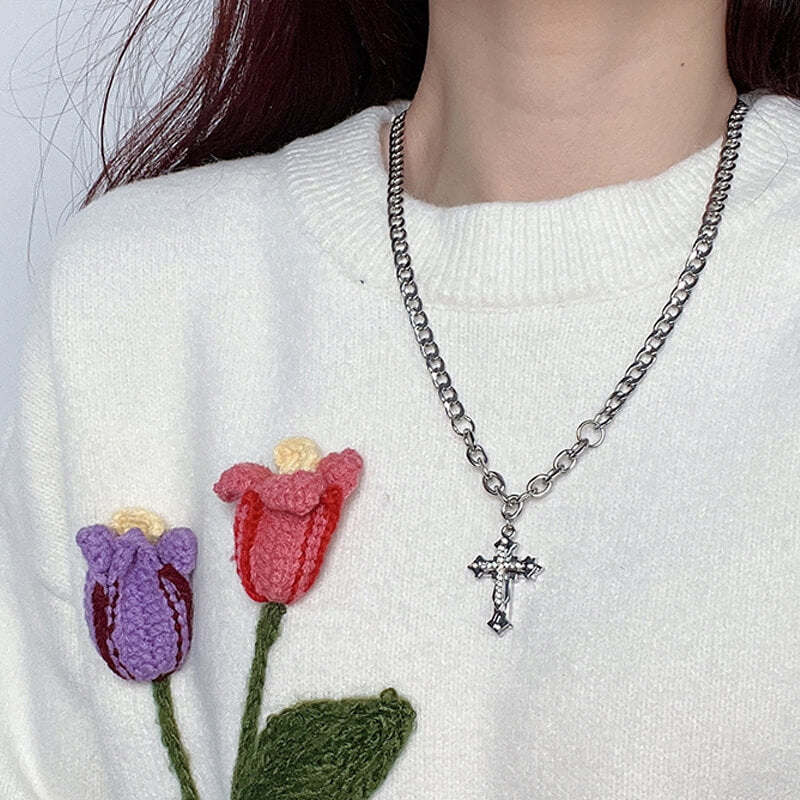 HipHop Neutral Cross Pendant Necklace  Buy at Khanie