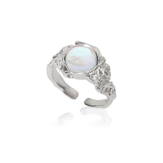 Irregular Inlaid Moonstone Genderless Ring | Buy at Khanie