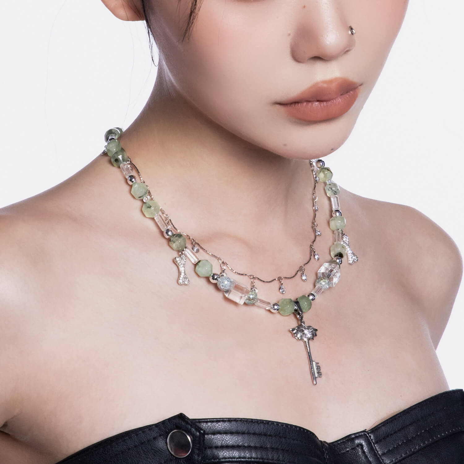 Key Pendant Double Layered Beaded Necklace | Buy at Khanie