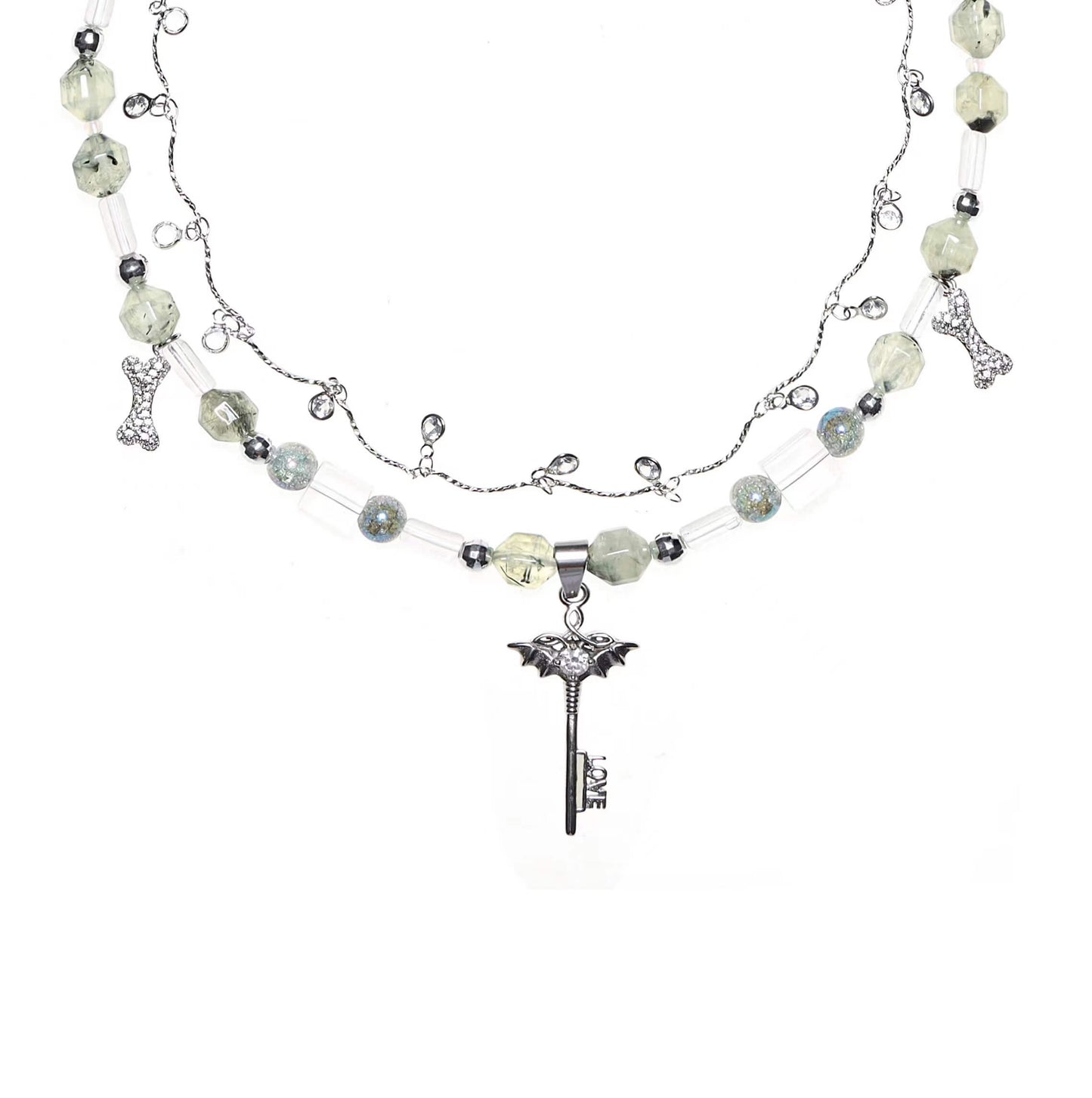 Key Pendant Double Layered Beaded Necklace | Buy at Khanie