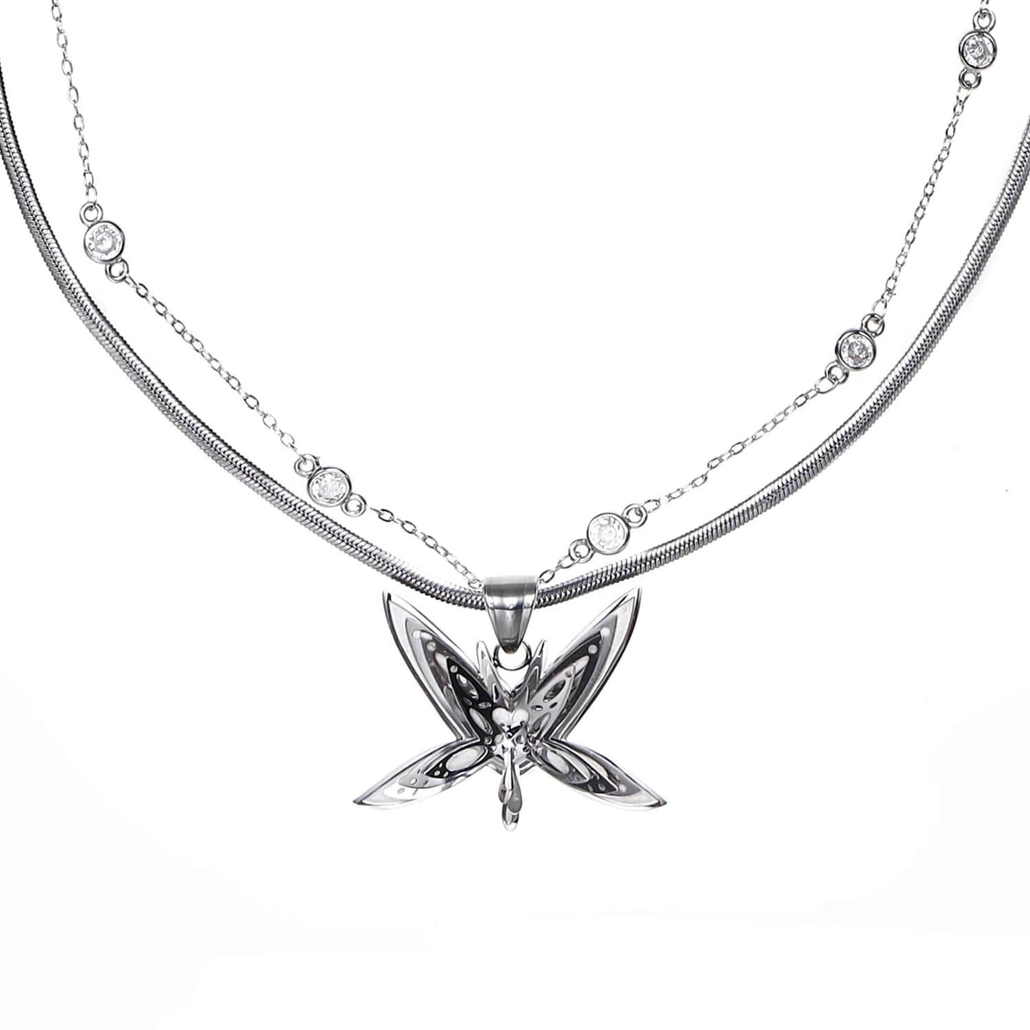 Layered Butterfly Pendant Necklace | Buy at Khanie