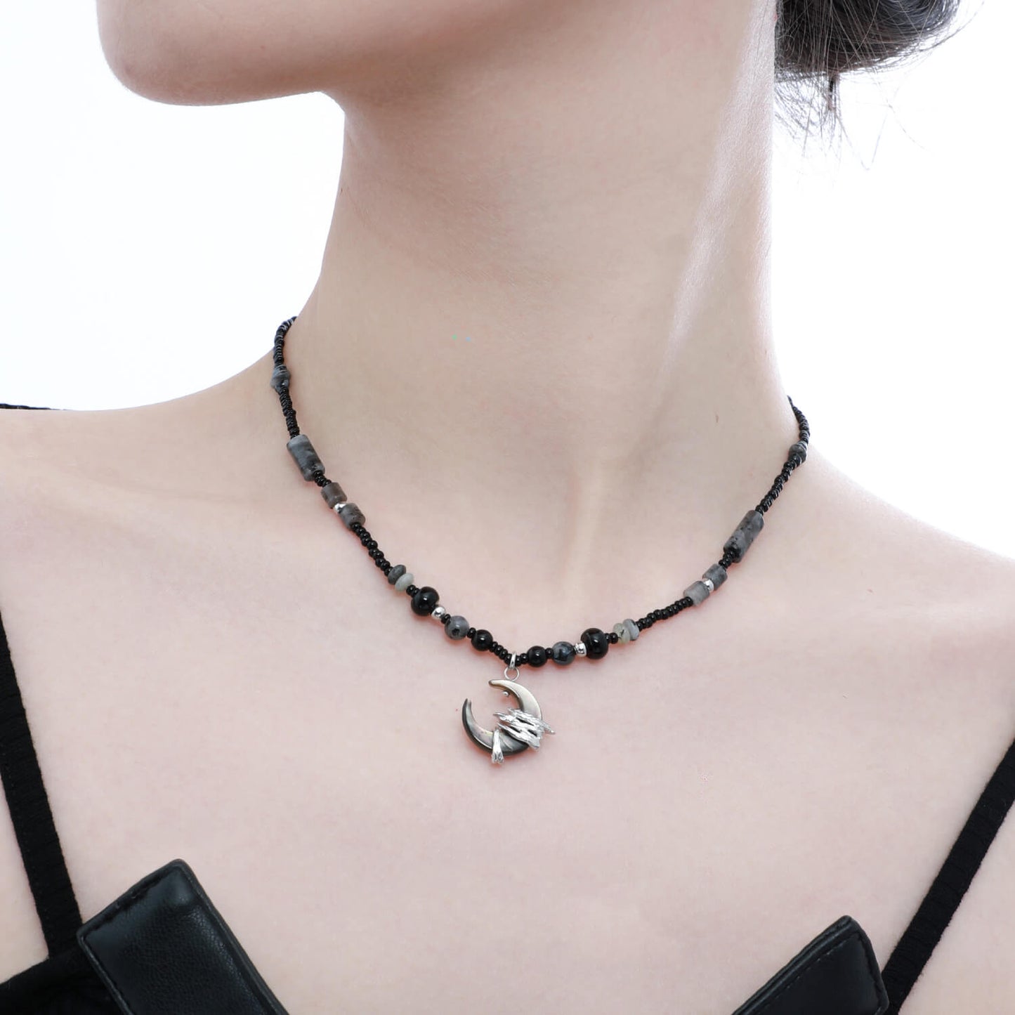 Lunar Eclipse Black Agate Necklace  Buy at Khanie