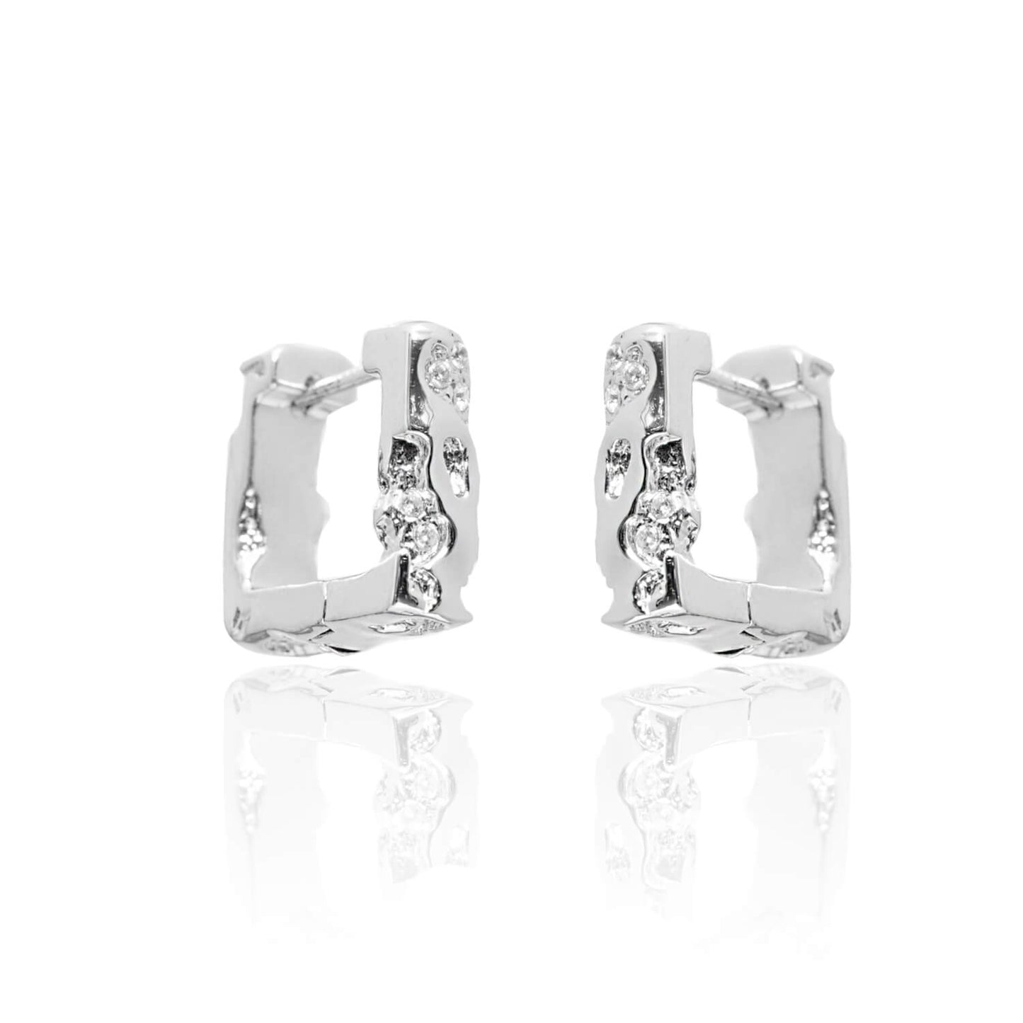 Modern Silver Square Studs  Buy at Khanie