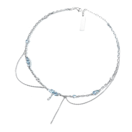 Ocean Blue Zircon Y2K Necklace Sparkling Accessories for Your Everyday Style  Buy at Khanie