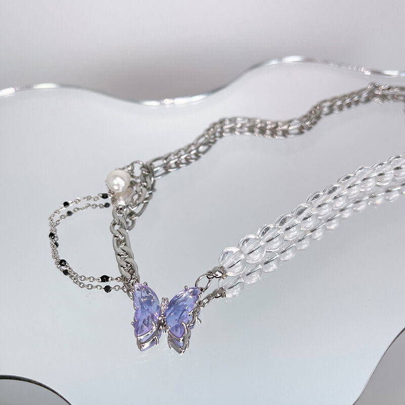 Purple Butterfly Necklace Beaded Necklace  Buy at Khanie