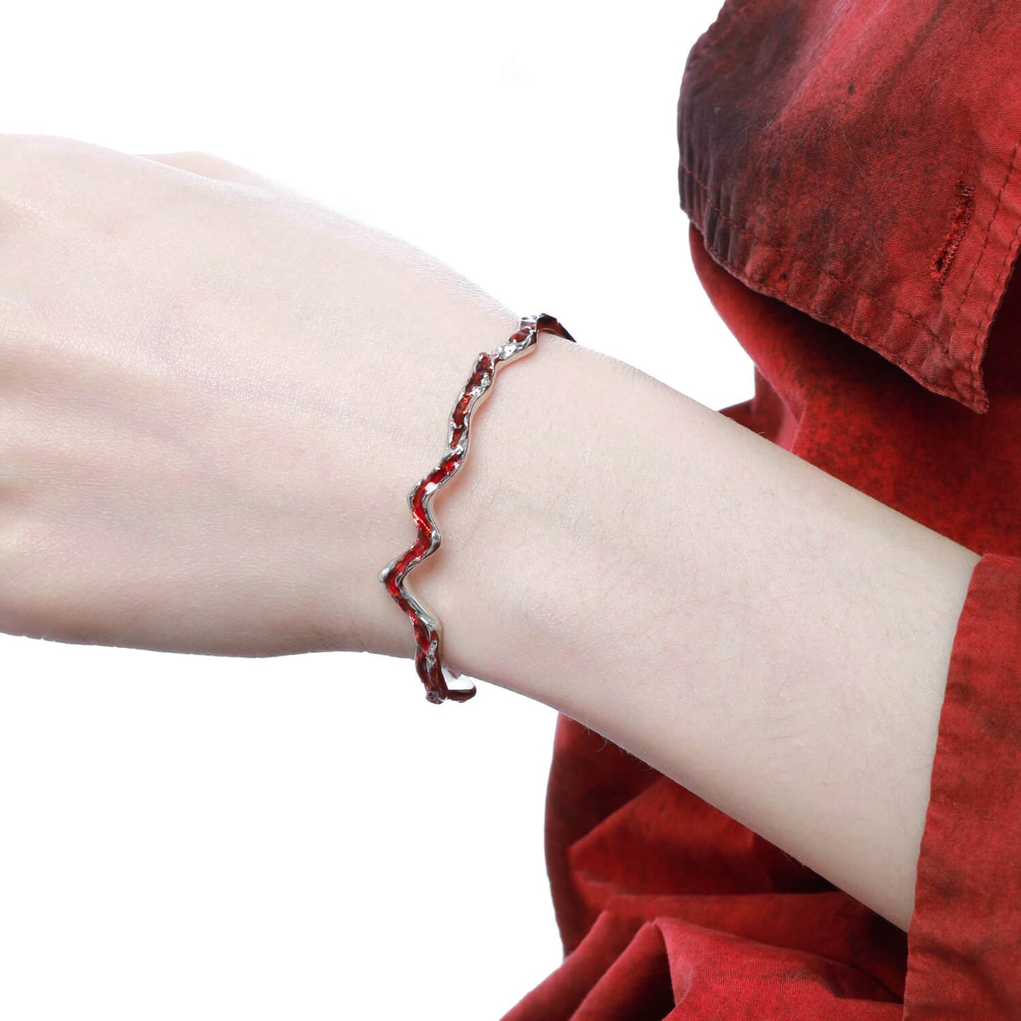 Ruby Radiance Handcrafted Silver Bracelet  Buy at Khanie