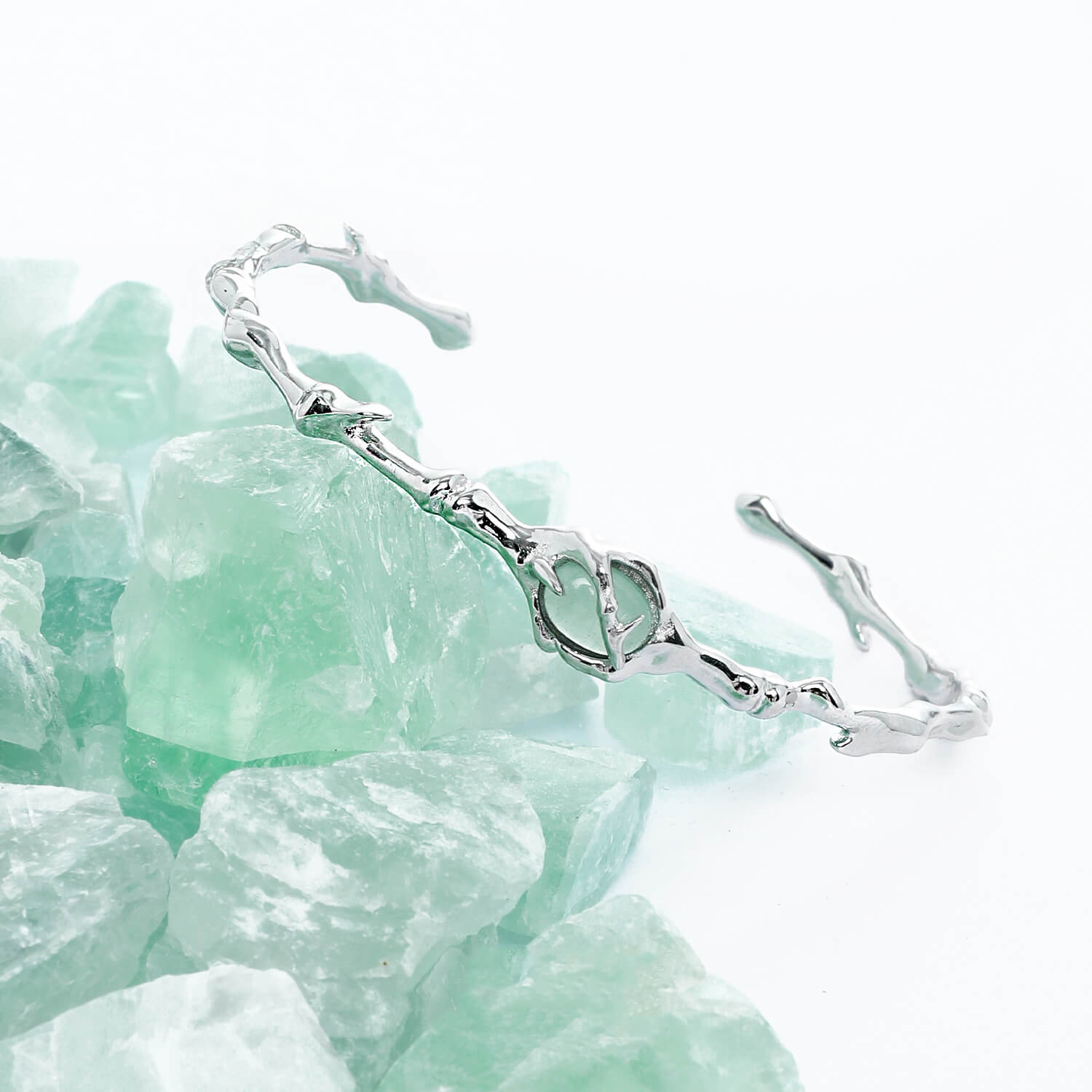 Serene Silver Aventurine Jade Bangle Bracelet  Buy at Khanie