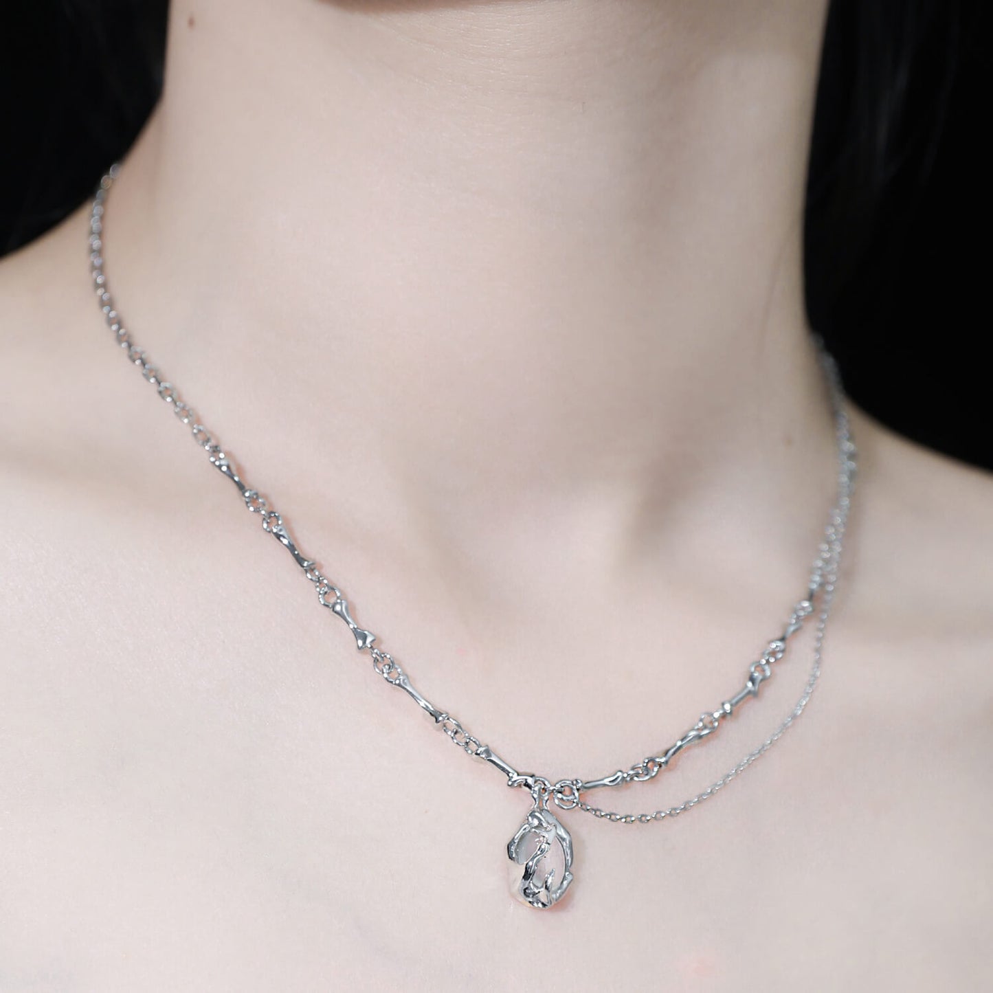 Serene Silver Clavicle Chain Necklace  Buy at Khanie
