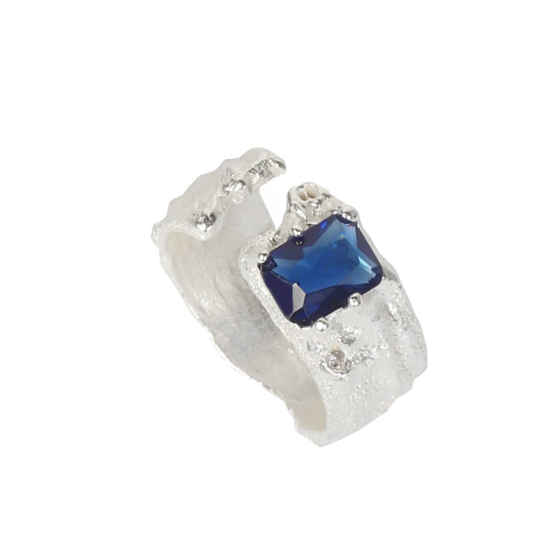 Silver Blue Zircon Irregular Ring | Buy at Khanie