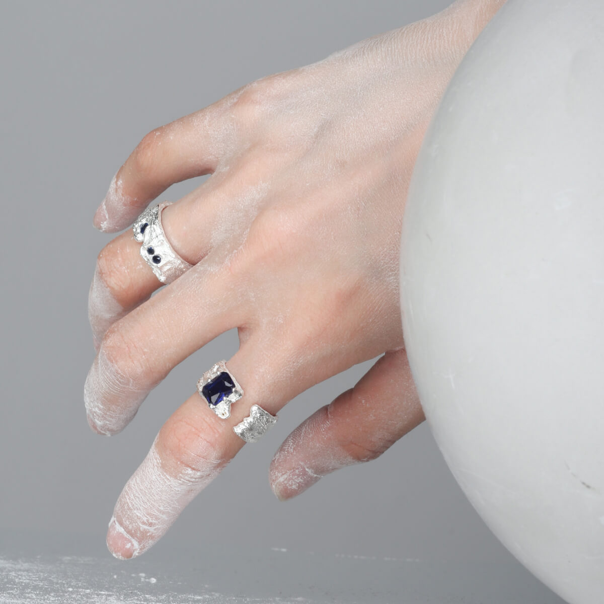 Silver Blue Zircon Irregular Ring | Buy at Khanie
