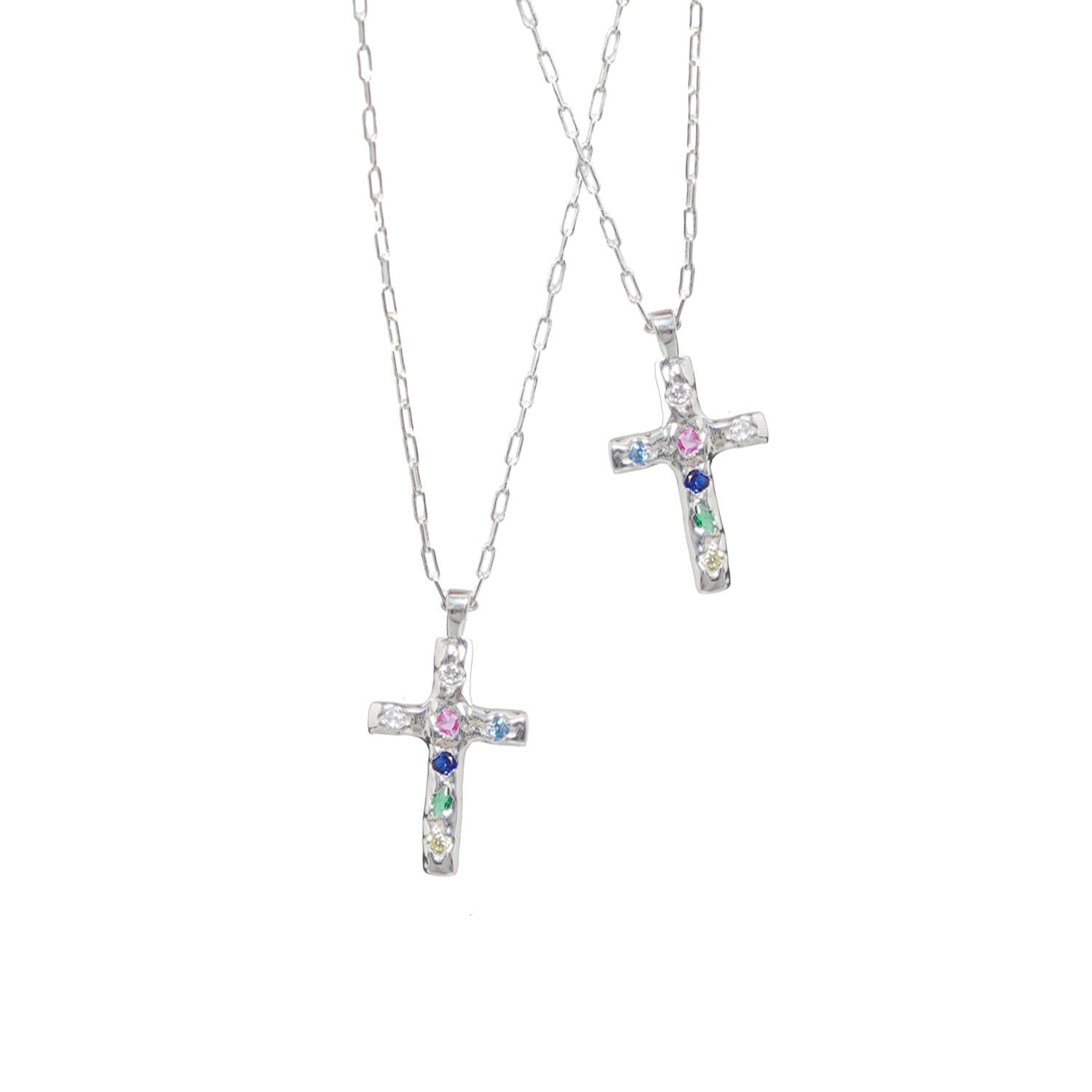 Silver Cross Necklace with Zircon Inlay | Buy at Khanie